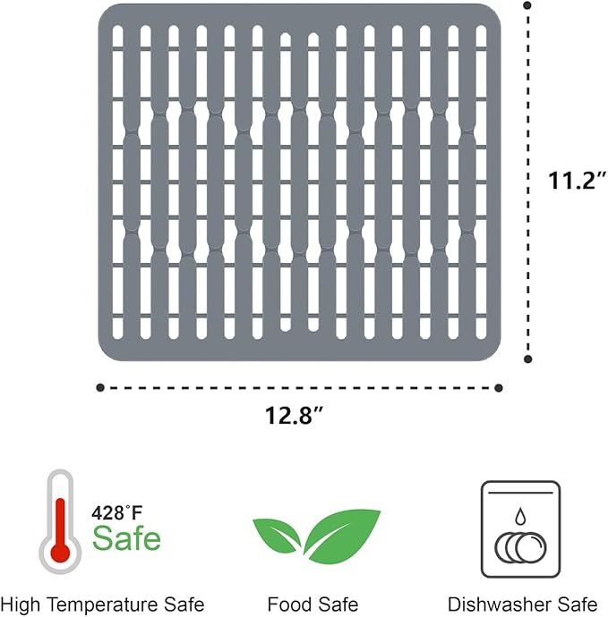 iSPECLE Expandable Dish Drying Rack with Silicone Sink Protector for Kitchen Sink, Rust Resistant Adjustable Dish Drainer, Arms with Non Slip Rubber, 12.8" W x 12.4"-17.1" L, Black