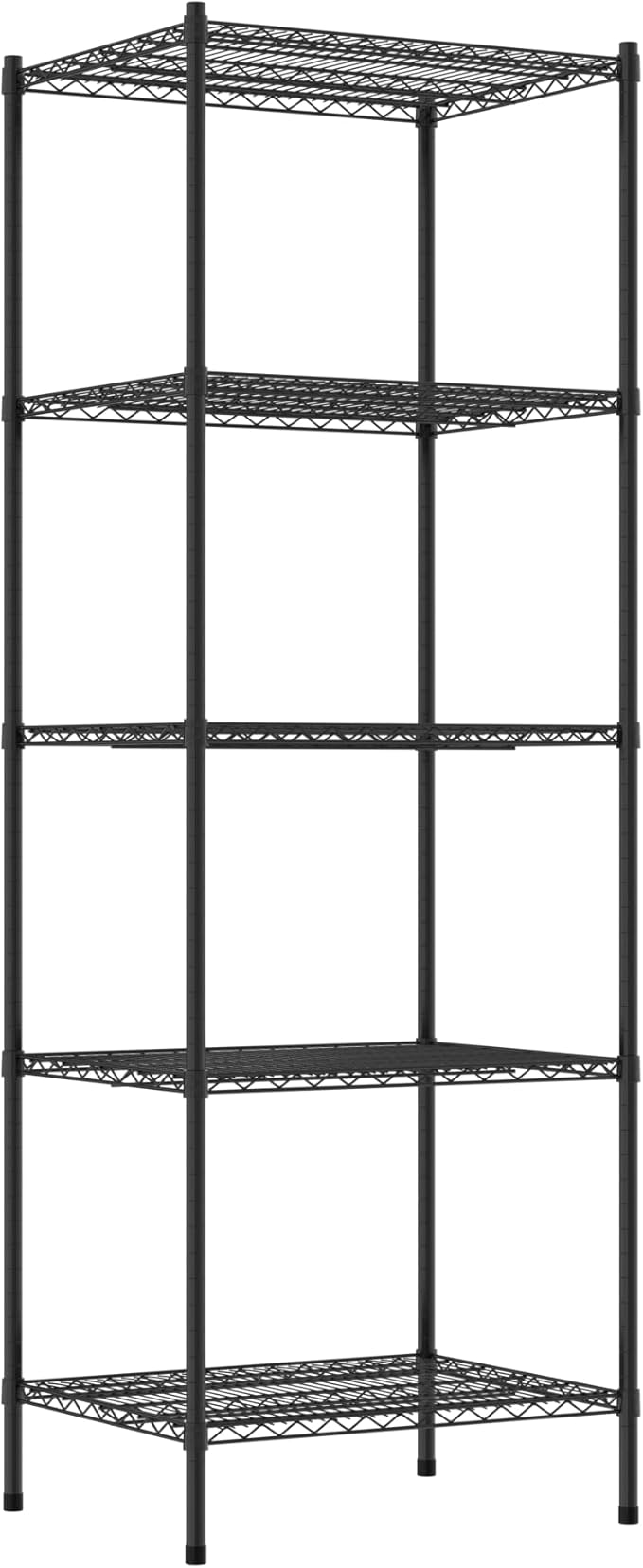 Commercial NSF Listed Black Epoxy Stationary Wire Shelving Kit 24" x 30" x 86", with 5 Shelves Perfect for Warehouse, Walk-in Refrigerator, Freezer, Grocery Store, Restaurant, Dishroom