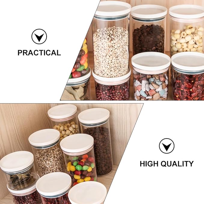 4pcs Plastic Storage Jars with Airtight Lids for Kitchen Pantry Food Containers for Cereal Nuts and Condiments Sealed Canisters in Blue and Pink