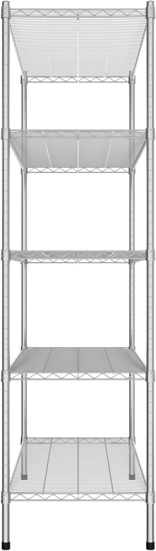 Commercial NSF Listed Chrome Stationary Wire Shelving Kit 21" x 48" x 74", with 5 Shelves Perfect for Warehouse, Walk-in Refrigerator, Freezer, Grocery Store, Restaurant, Dishroom