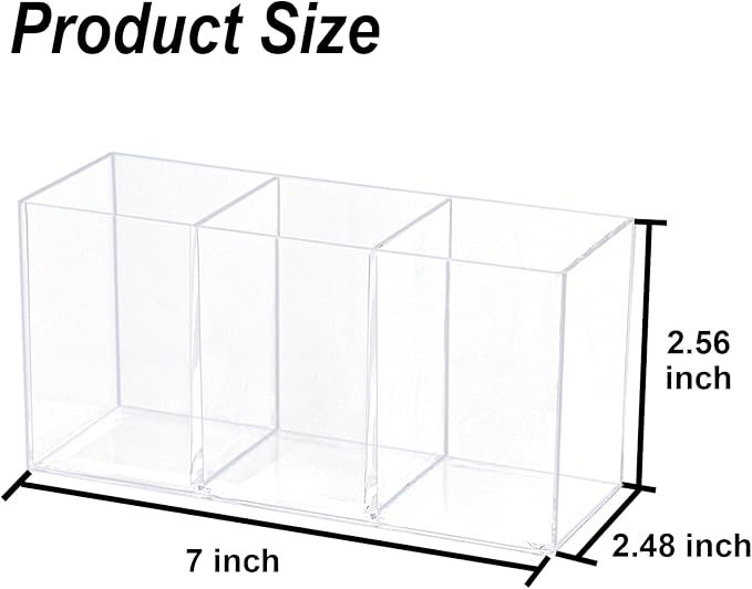 ZEXALOR Clear Drawer Organizer, 3 Sections Brush Organizer Holder, Drawer Dividers Office Desk Tray Bathroom Makeup Jewelry Trays (Brush holder)