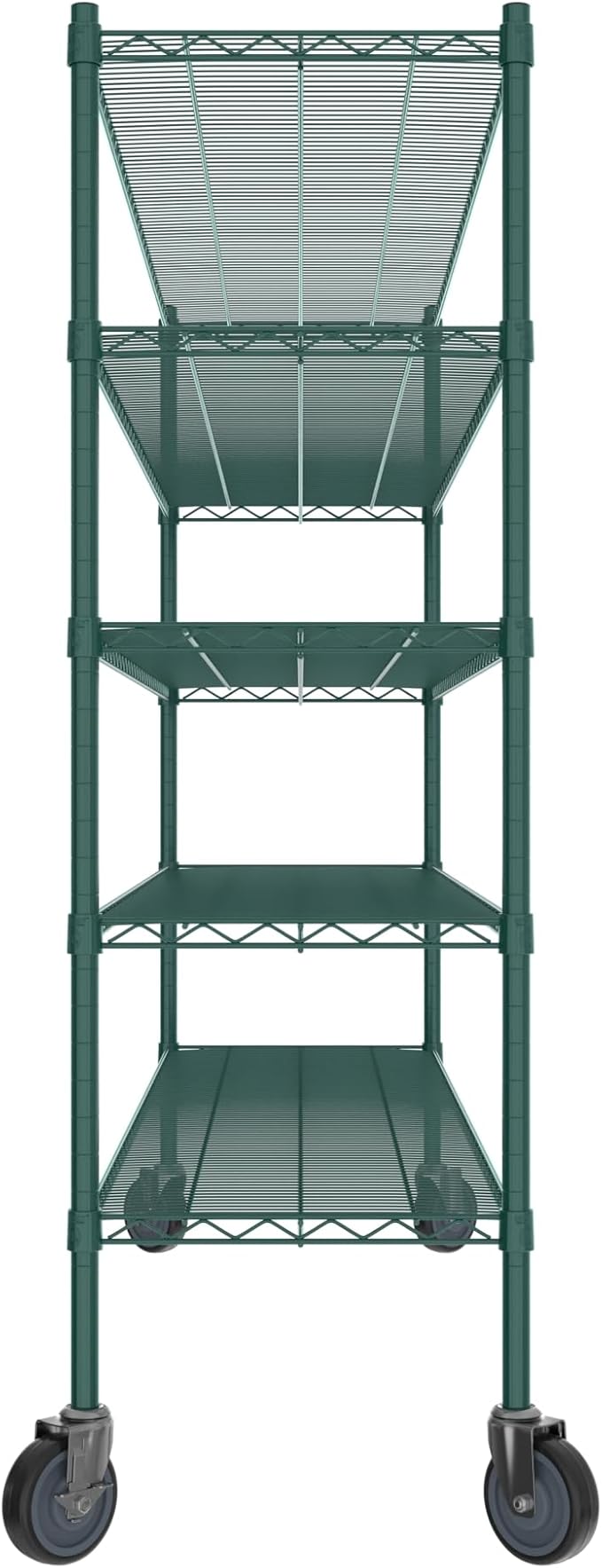 Commercial NSF Listed Green Epoxy Mobile Wire Shelving Kit 18" x 72" x 60", with 5 Shelves Perfect for Warehouse, Walk-in Refrigerator, Freezer, Grocery Store, Restaurant, Dishroom