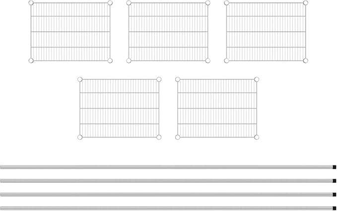 Commercial NSF Listed Chrome Stationary Wire Shelving Kit 18" x 24" x 96", with 5 Shelves Perfect for Warehouse, Walk-in Refrigerator, Freezer, Grocery Store, Restaurant, Dishroom