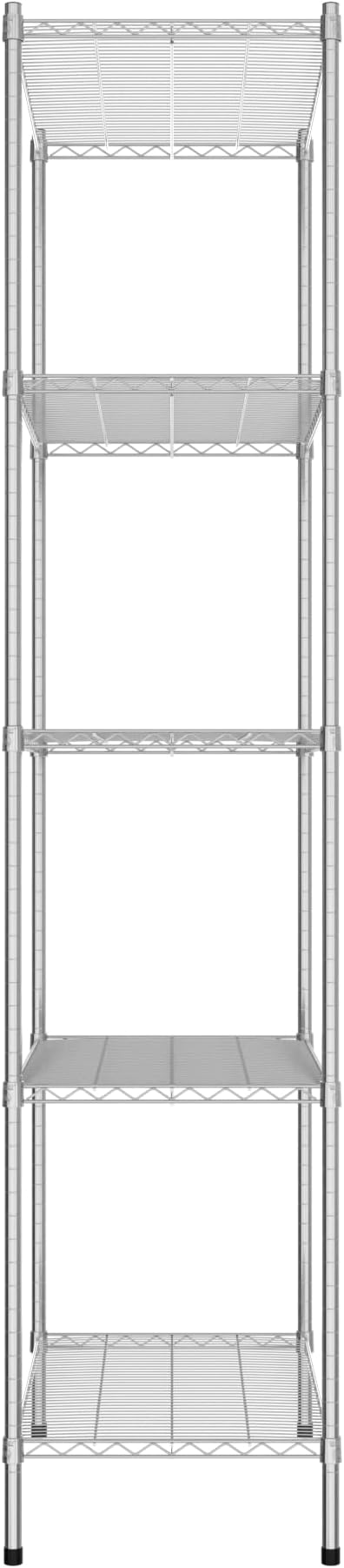 Commercial NSF Listed Chrome Stationary Wire Shelving Kit 21" x 36" x 96", with 5 Shelves Perfect for Warehouse, Walk-in Refrigerator, Freezer, Grocery Store, Restaurant, Dishroom