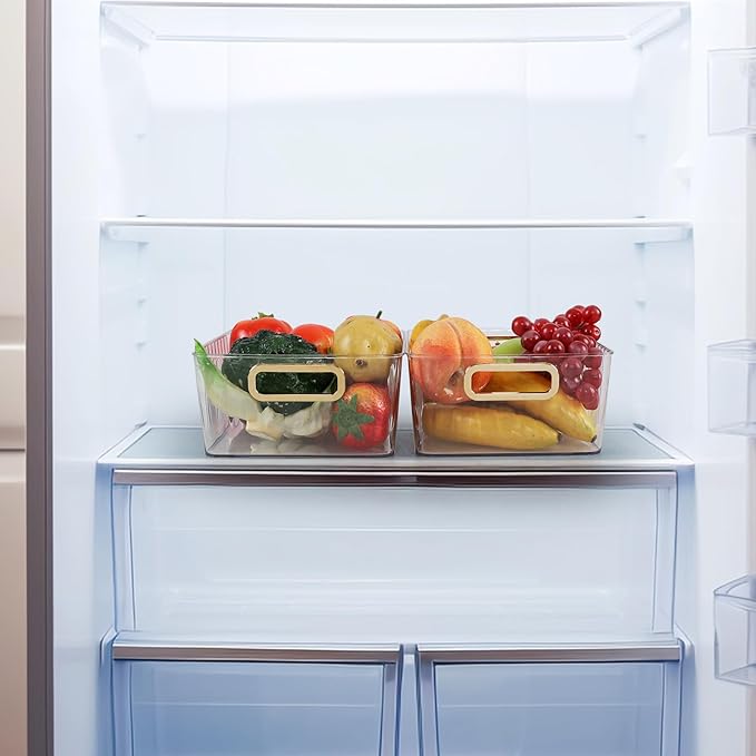 Clear Plastic Organizing Bins, Plastic Pantry Storage Baskets for Fridge, 6-Packs
