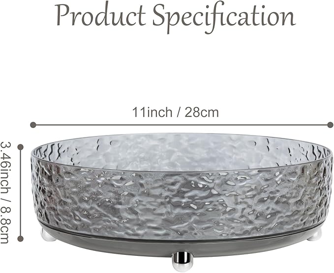 CECOLIC 360° Rotating Makeup Organizer, 11'' Lazy Susan Perfume Organizer Tray, Spinning Skincare Cosmetics Storage Organizer for Vanity, Dresser and Bathroom Countertop (Dark Grey)