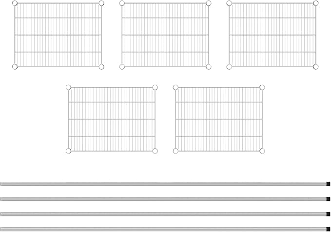 Commercial NSF Listed Chrome Stationary Wire Shelving Kit 18" x 24" x 86", with 5 Shelves Perfect for Warehouse, Walk-in Refrigerator, Freezer, Grocery Store, Restaurant, Dishroom