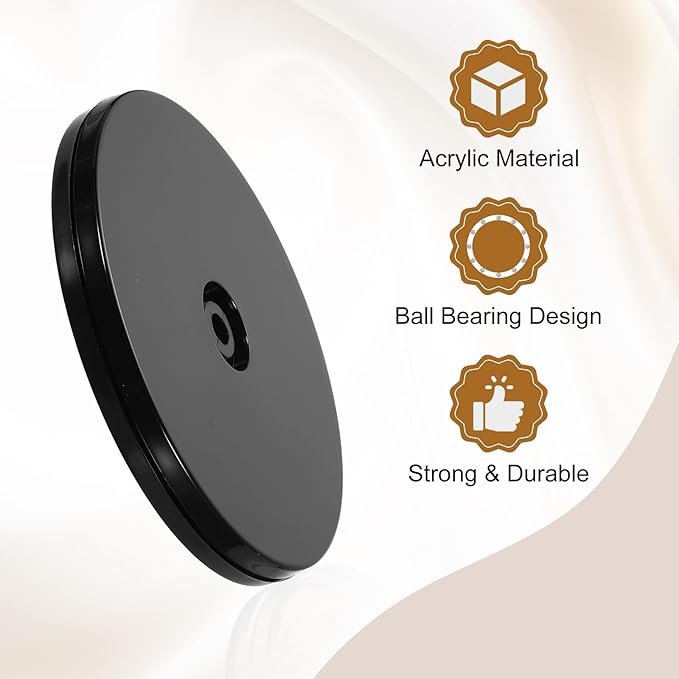uxcell 4Pack Acrylic Lazy Susan Turntable, 5" Spinner Lazy Susan Turntable Organizer, Acrylic Ball Bearing Rotating Tray for Pantry Spice Rack Decorating, Black