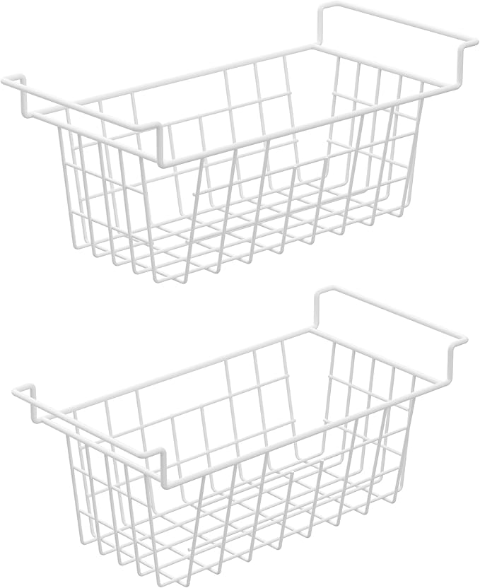 blitzlabs Chest Freezer Organizer Bins, Deep Freezer Basket Storage Wire Metal Hanging Baskets 17.5inch 2Packs