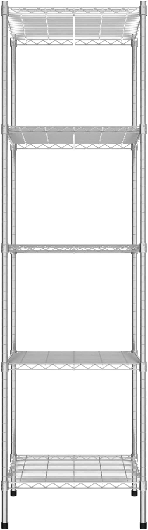Commercial NSF Listed Chrome Stationary Wire Shelving Kit 24" x 24" x 86", with 5 Shelves Perfect for Warehouse, Walk-in Refrigerator, Freezer, Grocery Store, Restaurant, Dishroom