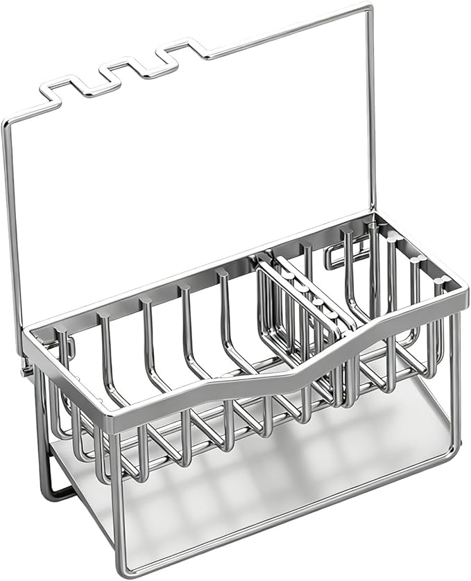 FUOYLOO Sink Organizer Rack For Kitchen Sponge Storage Holder Sink Box Holder Soap Dispenser Tray Countertop Accessories Storage Rack