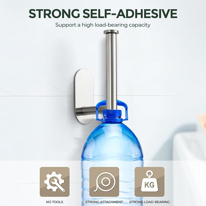 1 Pack Adhesive Toilet Roll Stand - Brushed Nickel SUS304 Stainless Steel, Rustproof Toilet Paper Holder No Drilling Tissue Holder for Kitchen Bathroom Wall Mount
