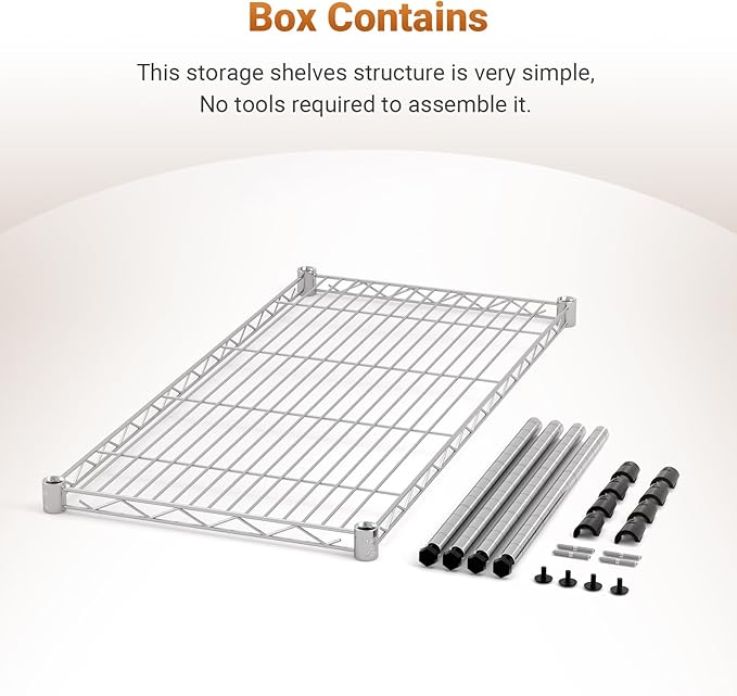 Simple Deluxe Heavy Duty 1-Shelf Shelving, Adjustable Storage Units, Steel Organizer Wire Rack, 29.92" W x 13.78" D x 14.96" H, Chrome,2-Pack