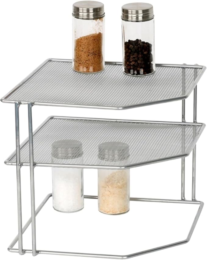 YBM HOME Kitchen Mesh 3 Tier Plastic Corner Rack, Helper Shelf, Keeps Spices and Cups Organized, Pack of 6