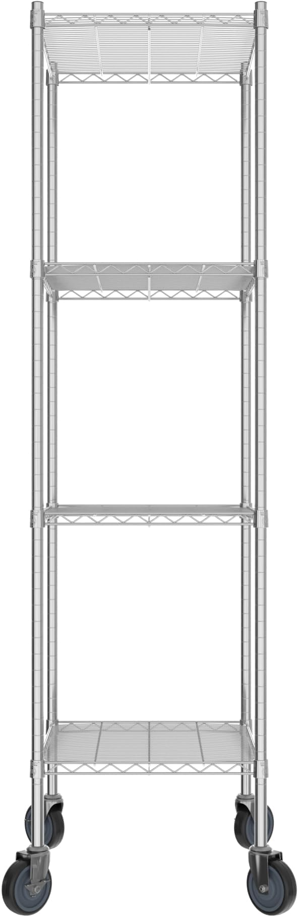 Commercial NSF Listed Chrome Mobile Wire Shelving Kit 21" x 24" x 80", with 4 Shelves Perfect for Warehouse, Walk-in Refrigerator, Freezer, Grocery Store, Restaurant, Dishroom