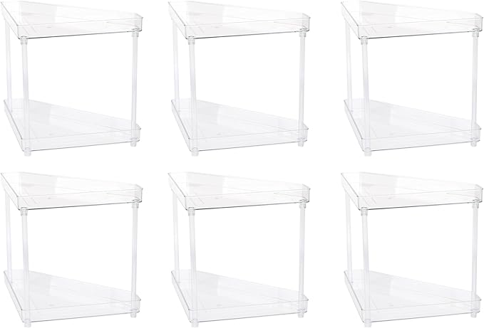 YBM Home Elegant 2-Tier Lucite Plastic Bathroom Vanity Office Countertop Corner Rack, Pack of 6