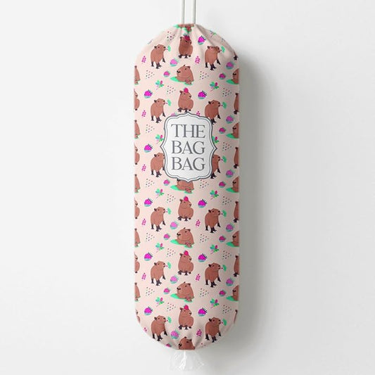The Bag Bag Grocery Bags Holder, Capybara Plastic Bags Holder for Shopping Sack, Reusable Hanging Trash Sack Dispenser, Wall Mount Plastic Sacks Storage Container Dispenser