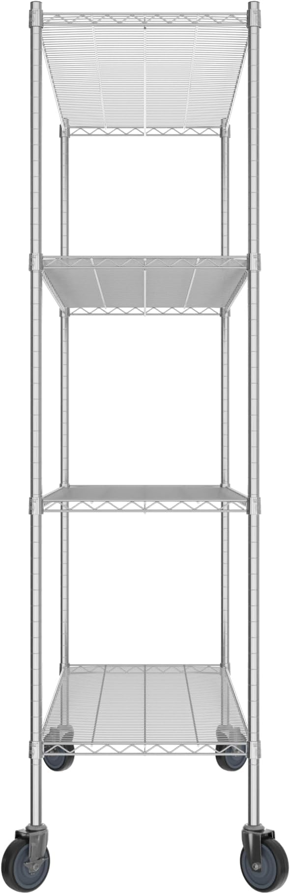 Commercial NSF Listed Chrome Mobile Wire Shelving Kit 21" x 54" x 80", with 4 Shelves Perfect for Warehouse, Walk-in Refrigerator, Freezer, Grocery Store, Restaurant, Dishroom
