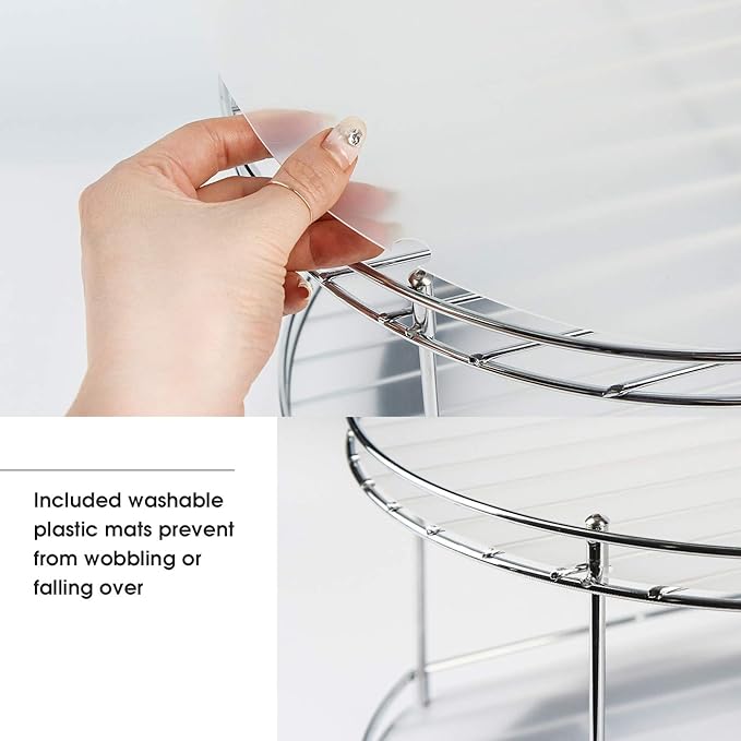 J JACKCUBE DESIGN 2 Tier Lazy Susan Turntable Cabinet Organizer - Rotating Spice Rack Storage Container - Medicine Storage Holder for Cabinets, Pantry, Fridge, Countertops - MK533A
