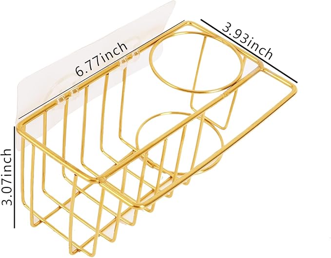 3-in-1 Adhesive Sink Caddy Kitchen Sink Organizer,Stainless Steel Sponge and Brush Holder for Kitchen Sink,Suitable for Sponges,Dish Cloth,Scrubbers, Soap, Kitchen, Bathroom.Gold