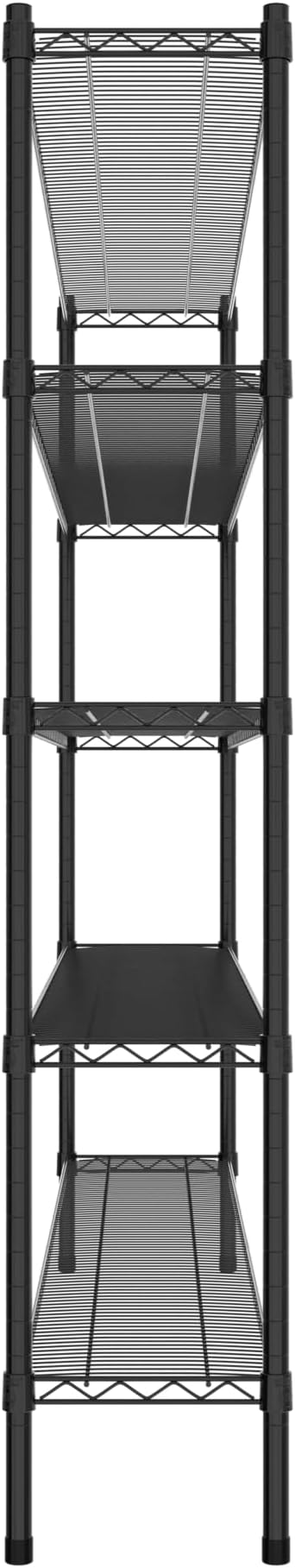 Commercial NSF Listed Black Epoxy Stationary Wire Shelving Kit 12" x 72" x 64", with 5 Shelves Perfect for Warehouse, Walk-in Refrigerator, Freezer, Grocery Store, Restaurant, Dishroom