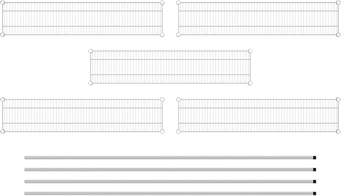 Commercial NSF Listed Chrome Stationary Wire Shelving Kit 12" x 54" x 96", with 5 Shelves Perfect for Warehouse, Walk-in Refrigerator, Freezer, Grocery Store, Restaurant, Dishroom