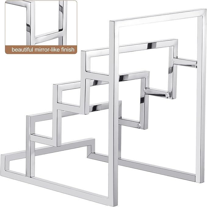 uxcell Clutch Purse Display Stand 4 Layer Wallet Display Rack Metal Clutch Holder Riser for Home Retail Store Supplies - Silver