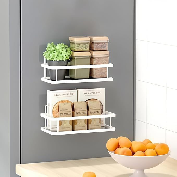 Wall-Mounted Bathroom Shelf,Shower Caddies,2 or 3 Tiers, Metal Storage Rack, Black and White Options (White, 2Tier)