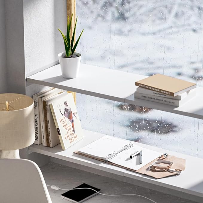 Adjustable Closet Shelves Organizers,1 Pack Expandable for Cabinet Rack Storage Wardrobe Tension Shelving for Pantry Cupboard Kitchen (White,W:11.8" D x 17"-31" W,1-PCS)