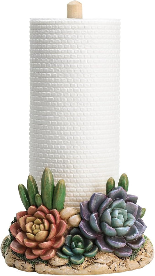 Colias Wing Cactus Pattern Paper Towel Holder Stand, Resin Cactus Crafts Display for Kitchen Countertop,Table Top Restaurant Cake Shop Dessert Shop