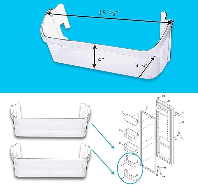 240323002 Door Bin Shelf - for Frigidaire Refrigerator Door shelves - Fridge door condiments beverages organizer - Refrigerator door Shelf - Fridge transparent plastic shelves Bin - W 15-7/8 in