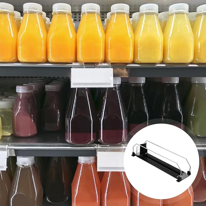 iplusmile Automatic Drink Pusher Sliding System for Refrigerator Beverage Organizer Plastic Shelf Clips for Easy Installation 12.40X3.54X6.69 Inches