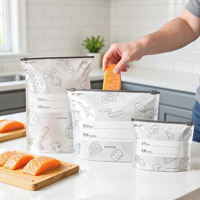 Reusable Aluminum Foil Sealable Storage Bags - aluminum foil Freezer Bags, reusable freezer food grade fresh keeping and meal prep,Suitable for Vegetable, Fruit, Meat, and More (3Size-30pcs)
