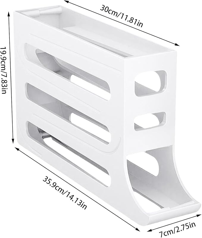 30 Eggs Egg Holder for Fridge - Auto Rolling Fridge Egg Organizer, Space-Saving Egg Dispenser Holder, 4 Tiers Fridge Egg Rack Large Capacity Egg Dispenser for Refrigerator (Grey)