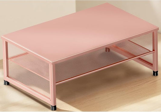 2-Tier Computer Monitor Stand Riser, Desk Organizer for Monitor, Printer & Laptop Stand, Desktop Workspace Organizers for Office Supplies(Rose Gold)
