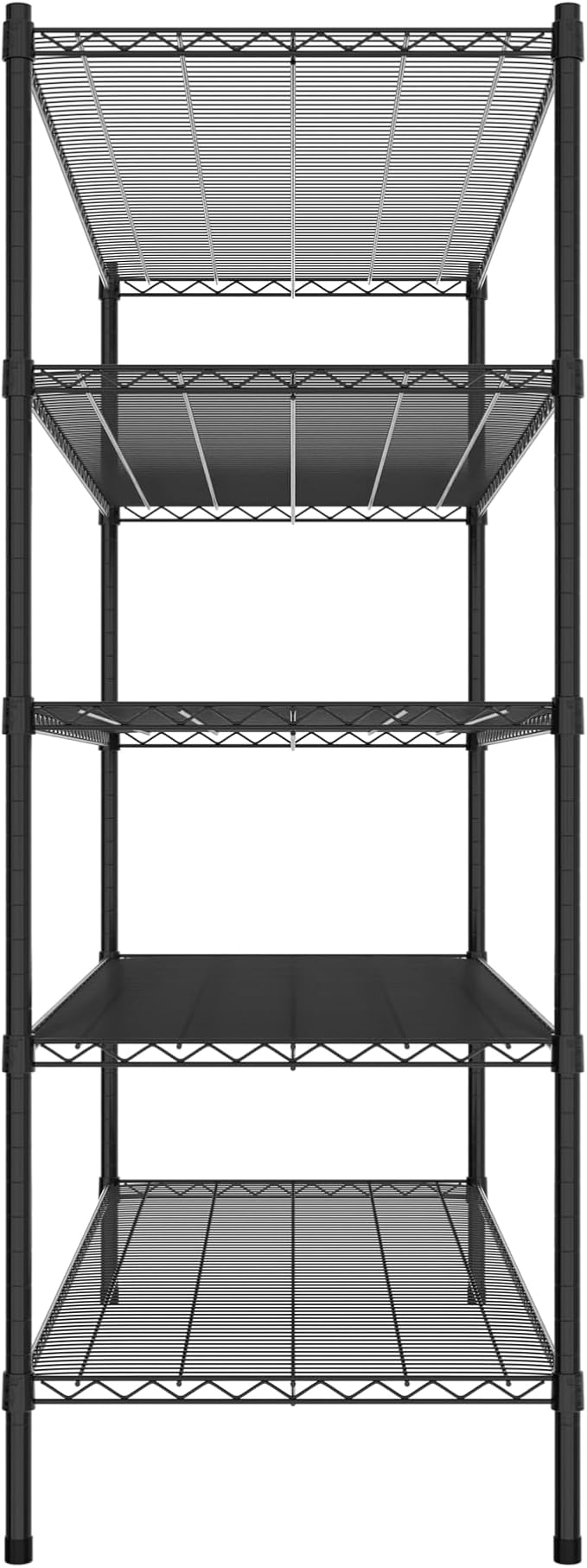 Commercial NSF Listed Black Epoxy Stationary Wire Shelving Kit 24" x 60" x 64", with 5 Shelves Perfect for Warehouse, Walk-in Refrigerator, Freezer, Grocery Store, Restaurant, Dishroom