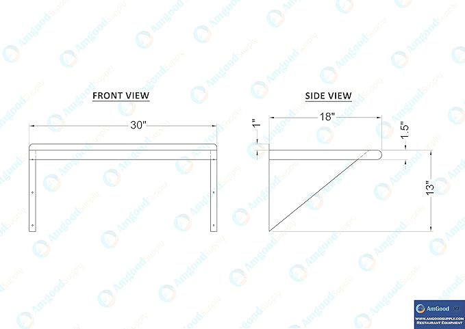 AmGood 30" Long X 18" Deep Stainless Steel Wall Shelf | NSF Certified | Appliance & Equipment Metal Shelving | Kitchen, Restaurant, Garage, Laundry, Utility Room