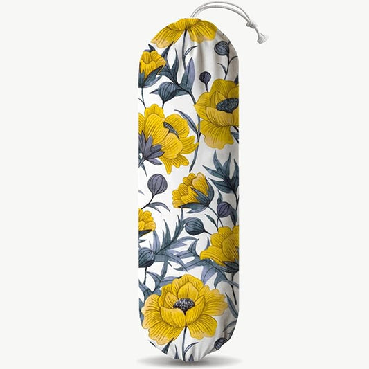 Yellow Floral Bag Holder, Shopping Trash Bags Storage Dispenser, Shopping Garbage Bags Carrier for Home, Kitchen, Travelling, Kitchen Housewarming Gifts for Women Family Friends Grandma Mom