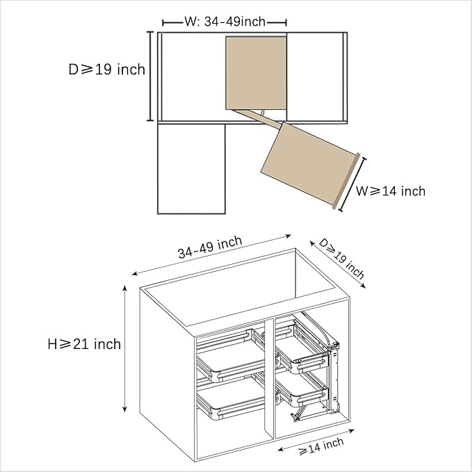 4-Shelf Corner Cabinet Pull Out Organizer, 2 Tier Slide Out Kitchen Cabinet Organizer Blind Corner Cabinet Storage Shelf Chrome for Right Handed Open Kitchen Cabinet