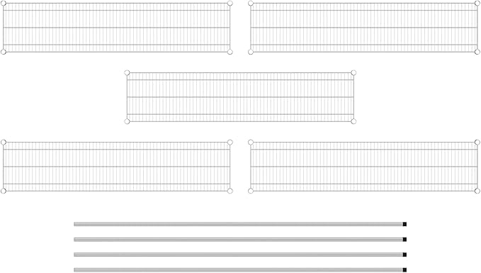 Commercial NSF Listed Chrome Stationary Wire Shelving Kit 14" x 60" x 86", with 5 Shelves Perfect for Warehouse, Walk-in Refrigerator, Freezer, Grocery Store, Restaurant, Dishroom