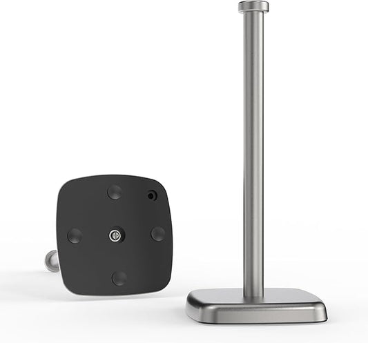 Paper Towel Holder Countertop, Paper Towel Dispenser Standing Weighted Base Non-Slip, Fit Most Size Tissue Roll, Stainless Steel Paper Towel for Home Kitchen Countertop Tabletop, Sliver