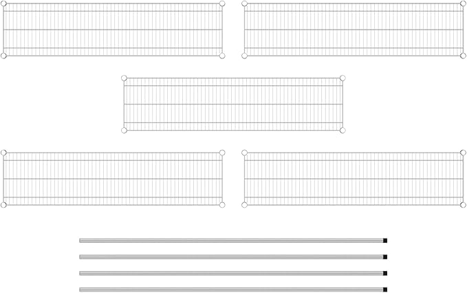 Commercial NSF Listed Chrome Stationary Wire Shelving Kit 14" x 54" x 74", with 5 Shelves Perfect for Warehouse, Walk-in Refrigerator, Freezer, Grocery Store, Restaurant, Dishroom