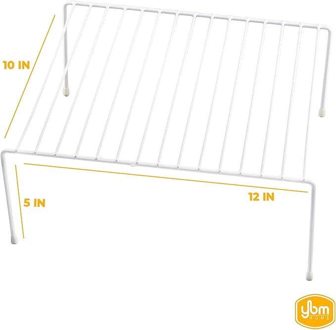YBM HOME White Wire Cabinet Helper Shelf Organizer and Storage Rack Helper for Kitchen, Expandable Kitchen Counter and Cabinet Shelf (20, 12" L x 10" W x 5" H)