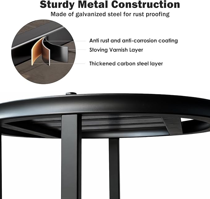 Plant Stand Indoor Outdoor,13 Inch Tall Metal Plant Stands Riser,Heavy Duty Wrought Iron Pedestal Holders for Large Flower Pot,Outside Rust-Proof Black Flower Display Shelf for Patio,2-Pack
