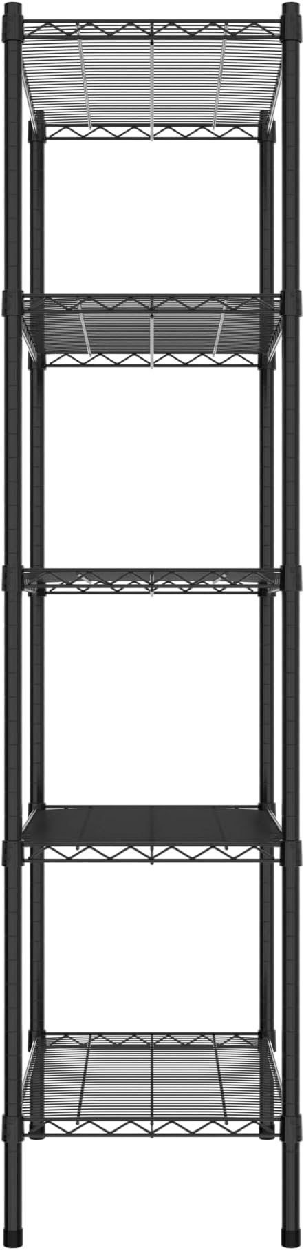Commercial NSF Listed Black Epoxy Stationary Wire Shelving Kit 18" x 30" x 74", with 5 Shelves Perfect for Warehouse, Walk-in Refrigerator, Freezer, Grocery Store, Restaurant, Dishroom