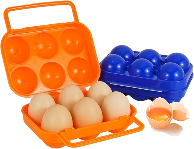6 Grids Egg Holders, Egg Cartons For Refrigerator, Egg Storage Container, Shockproof Durable Refrigerator Egg Trays, Deviled Egg Tray Carrier with Lid, Egg Organizer Box for Fridge or Camping