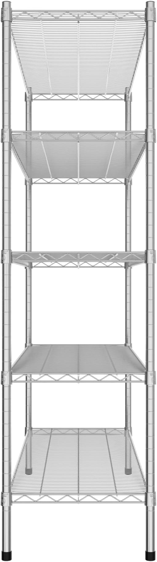 Commercial NSF Listed Chrome Stationary Wire Shelving Kit 18" x 54" x 64", with 5 Shelves Perfect for Warehouse, Walk-in Refrigerator, Freezer, Grocery Store, Restaurant, Dishroom