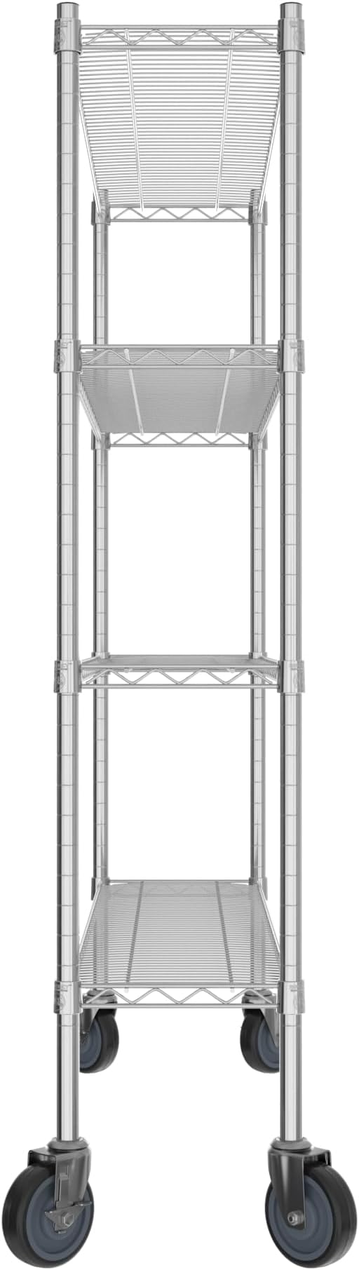 Commercial NSF Listed Chrome Mobile Wire Shelving Kit 12" x 48" x 60", with 4 Shelves Perfect for Warehouse, Walk-in Refrigerator, Freezer, Grocery Store, Restaurant, Dishroom
