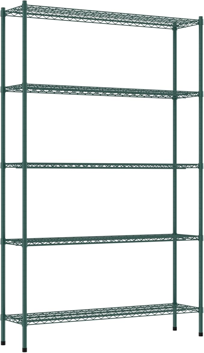 Commercial NSF Listed Green Epoxy Stationary Wire Shelving Kit 14" x 54" x 86", with 5 Shelves Perfect for Warehouse, Walk-in Refrigerator, Freezer, Grocery Store, Restaurant, Dishroom