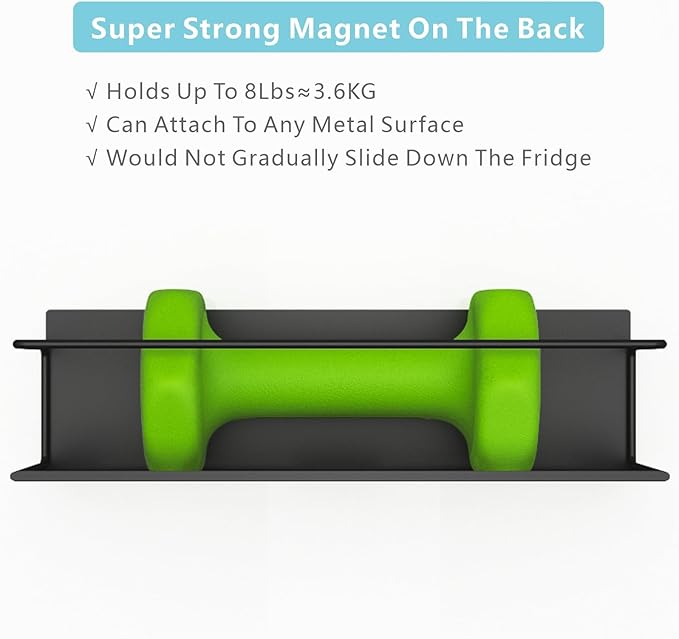 Roysili Magnetic Spice Rack For Refrigerator Magnetic Fridge Shelf For Kitchen Spice Organizer Magnetic Shelf For Fridge Space Saving Black 4 Pack